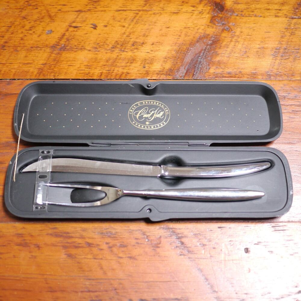 Vintage CARVEL HALL 440 Stainless Steel Chrome Large Knife Fork CARVING SET
